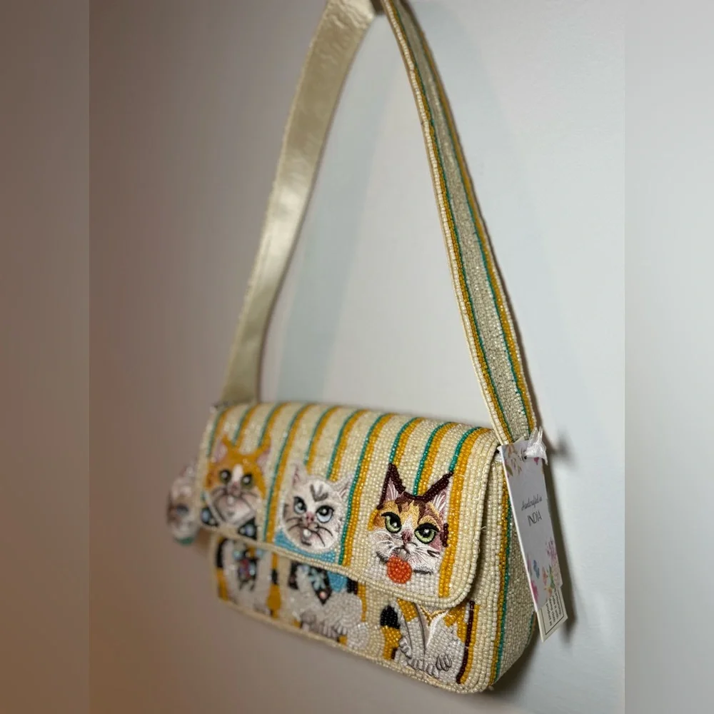 Cat Beaded Shoulder Bag - Picture 4 of 6